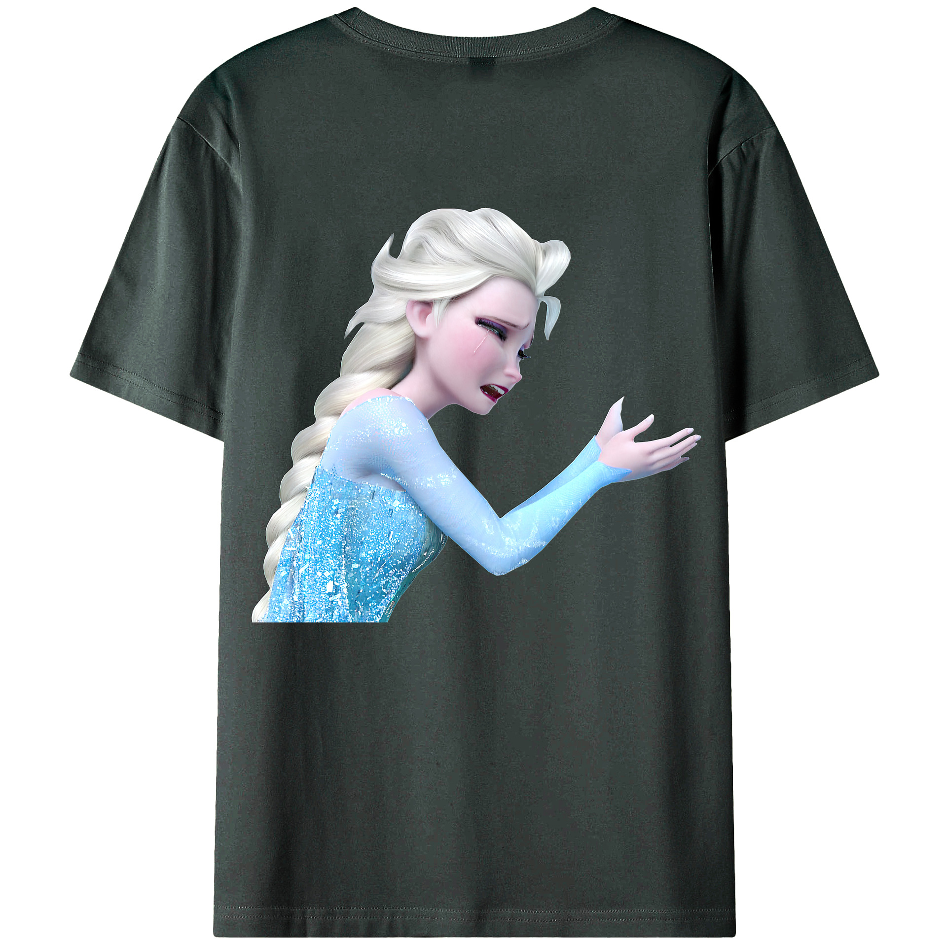 （画像用） アナと雪の女王 アンナ エルサ Frozen Anna Elsa 綿100％ メンズ半袖Tシャツ（バックプリント） 通気性